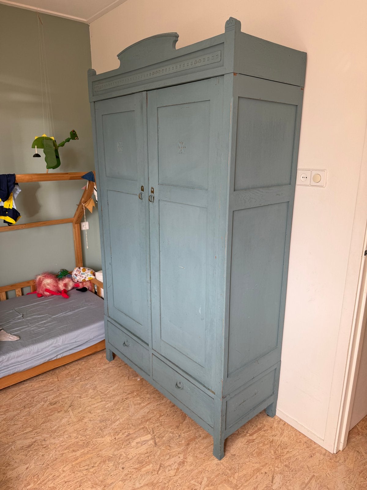 Vintage kledingkast (demontabel) met lades - 202x115x48 cm, Ophalen of Verzenden