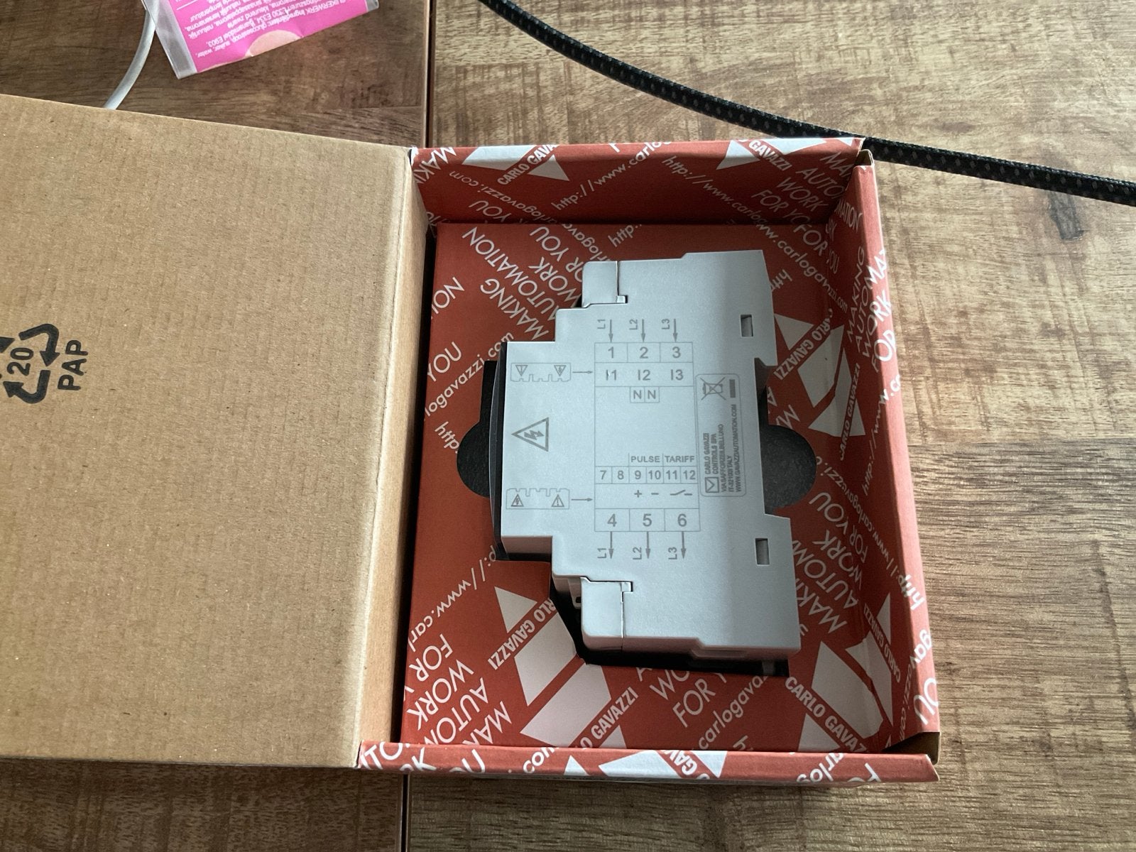 Carlo Gavazzi EM340 3-fase kWh meter 65A puls DIN-rail, Ophalen of Verzenden, Nieuw