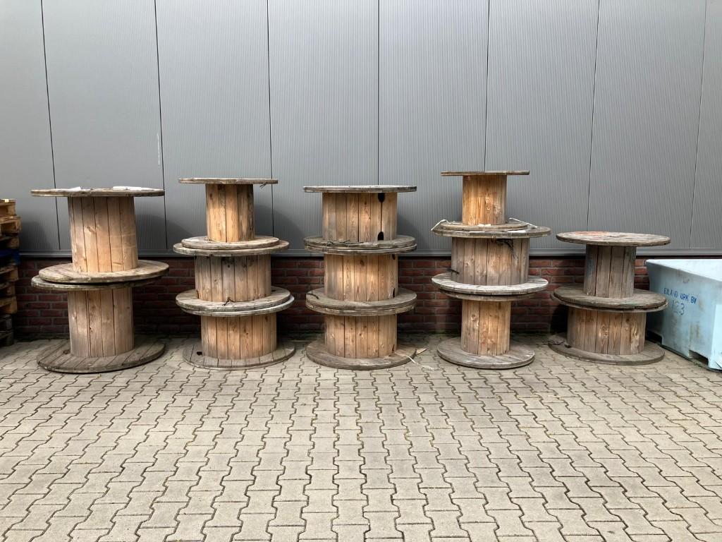 Partij houten haspels - diverse maten, Doe-het-zelf en Verbouw, Hout en Planken, Ophalen, Gebruikt, Minder dan 25 mm, Overige typen