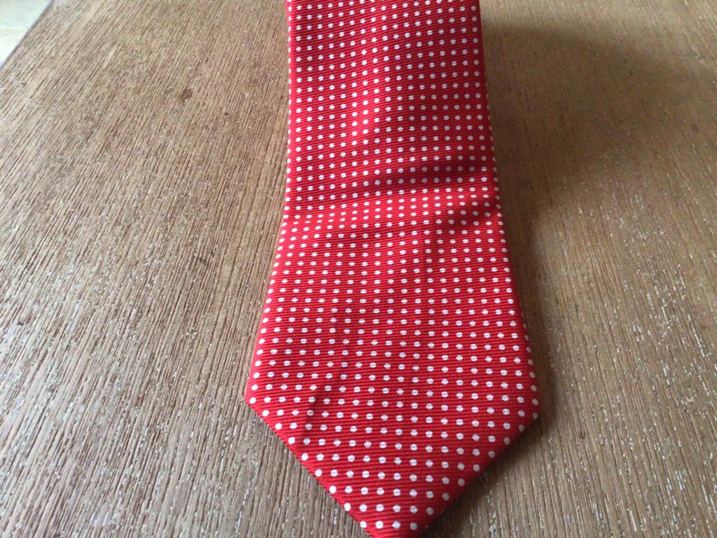 Rode stropdas met witte stippen, Nep&i, 100% zijde., Ophalen of Verzenden, Zo goed als nieuw
