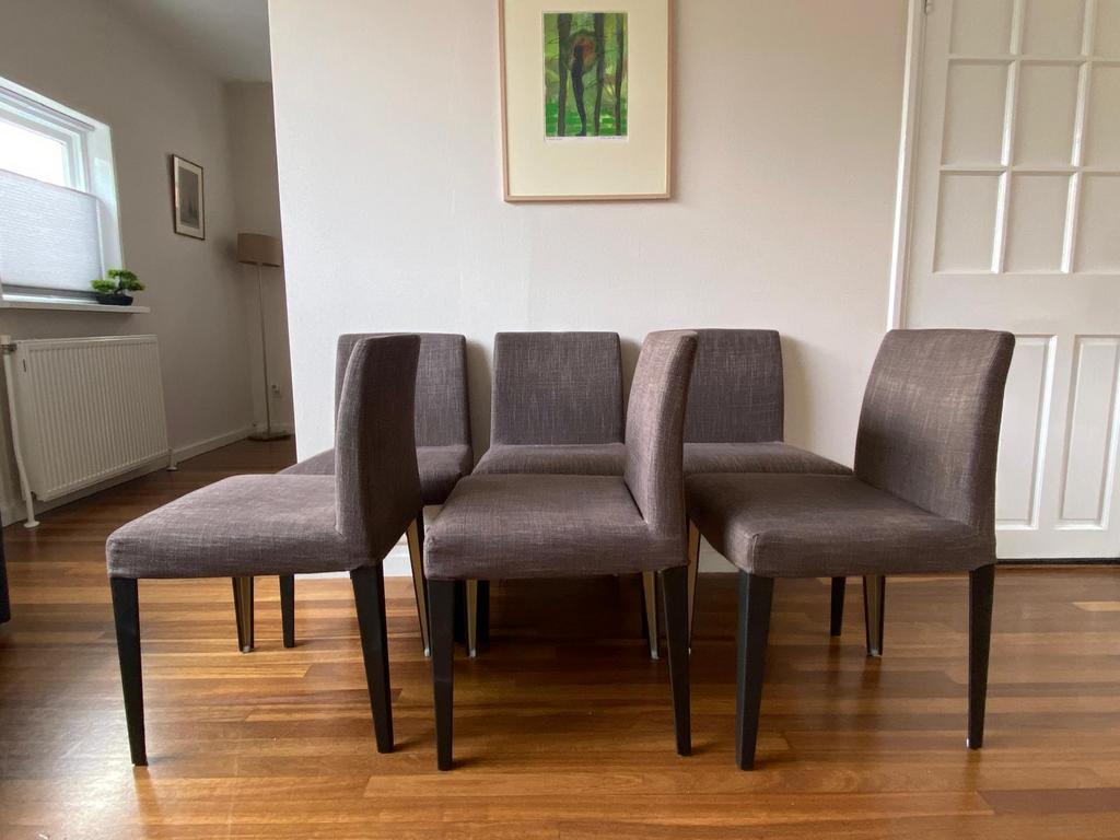 B&B Italia Melandra 6x, Gebruikt, Bruin, Ophalen of Verzenden, Vijf, Zes of meer stoelen