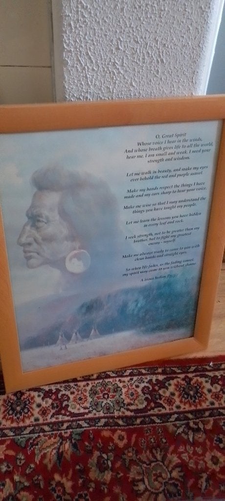 Ingelijste Poster "A Sioux Indian Prayer, Ophalen, Gebruikt, A1 t/m A3