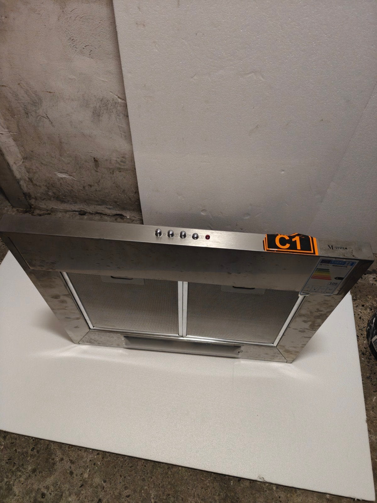 M-System MSK651IX Afzuigkap - Nieuw met klein deukje, Witgoed en Apparatuur, Wandschouwkap, Nieuw, Ophalen of Verzenden, 400 tot 600 m³ per uur