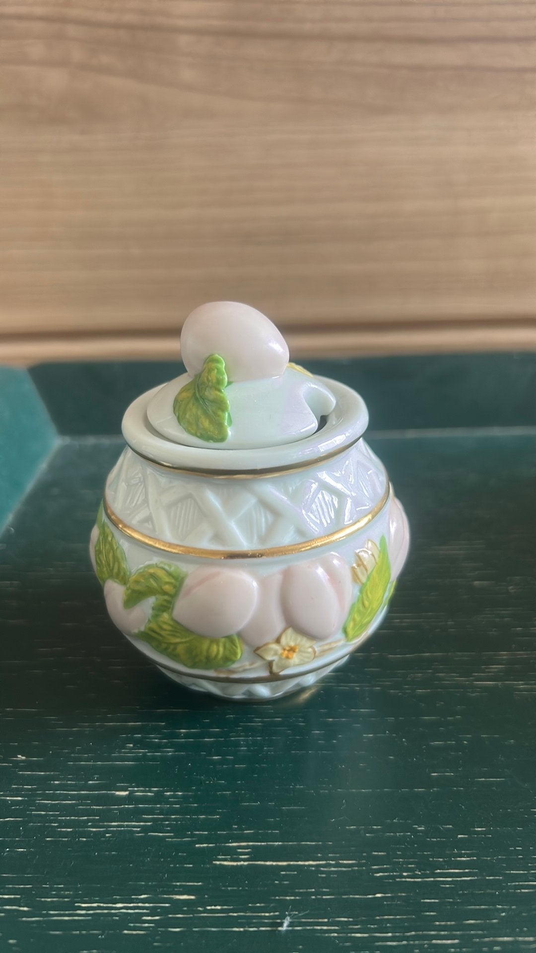 Vintage! Le Cordon Bleu jampotje:abrikoos Franklin Mint 1988, Ophalen of Verzenden, Zo goed als nieuw, Porselein, Overige typen