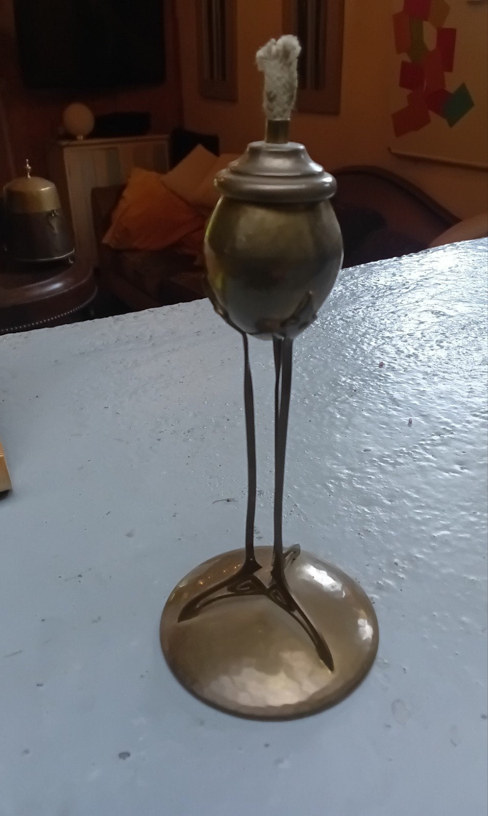 Prachtig elegant Art Deco / Art Nouveau olielampje, Ophalen of Verzenden