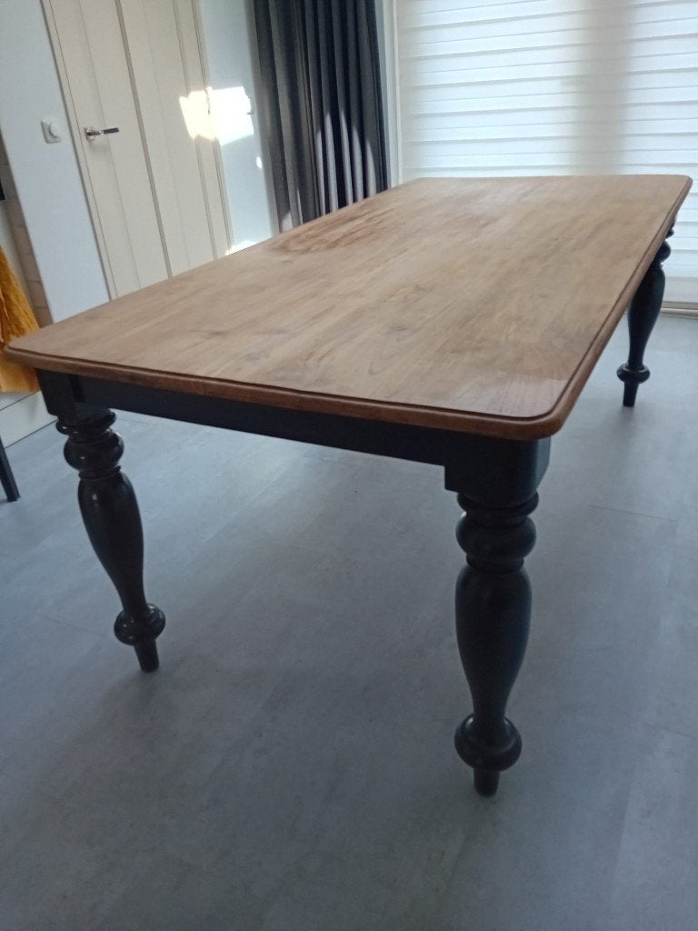 Zware eettafel 200cm, Huis en Inrichting, Tafels | Eettafels, Ophalen, Gebruikt, Teakhout, 50 tot 100 cm