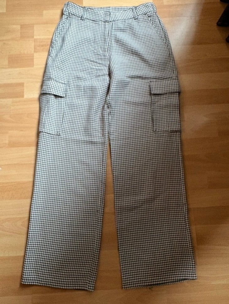 Shoeby pied de poule wide leg cargo broek mt M ZGAN, Kleding | Dames, Broeken en Pantalons, Maat 38/40 (M), Meerkleurig, Ophalen of Verzenden