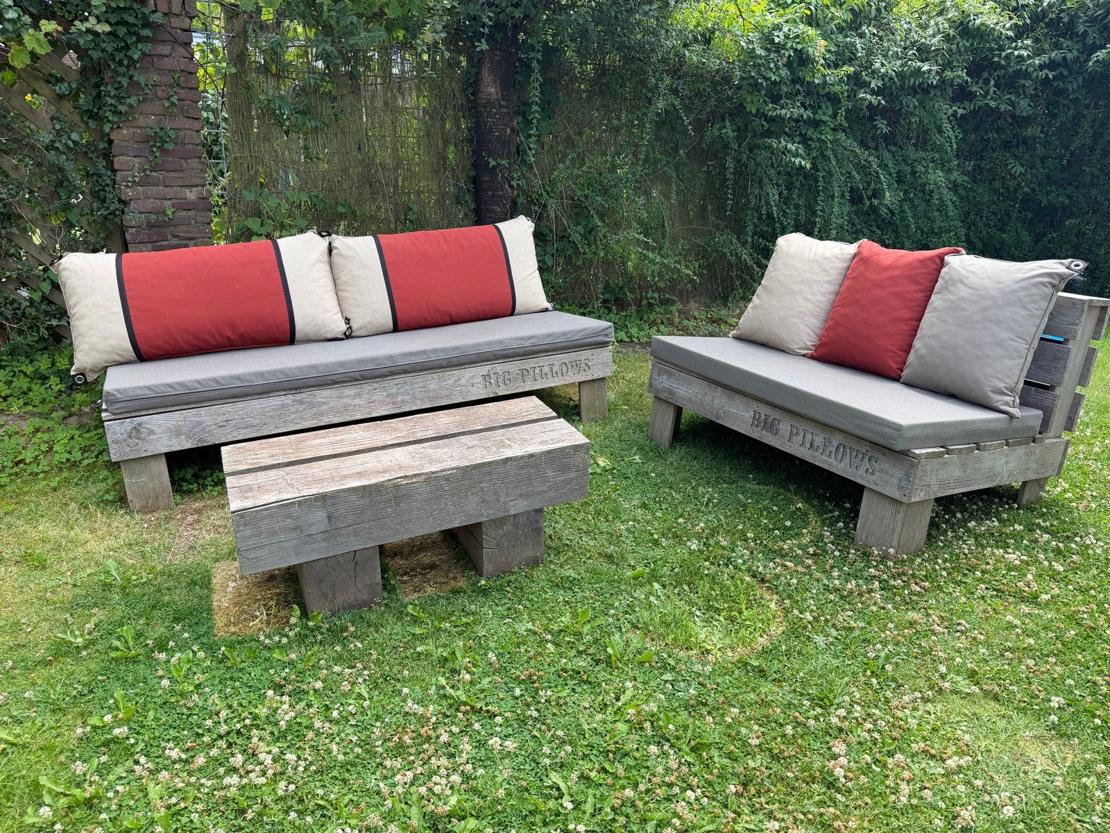 Big Pillows Loungeset - Stevig en Weerbestendig, Ophalen, 4 zitplaatsen, Loungeset, Bank