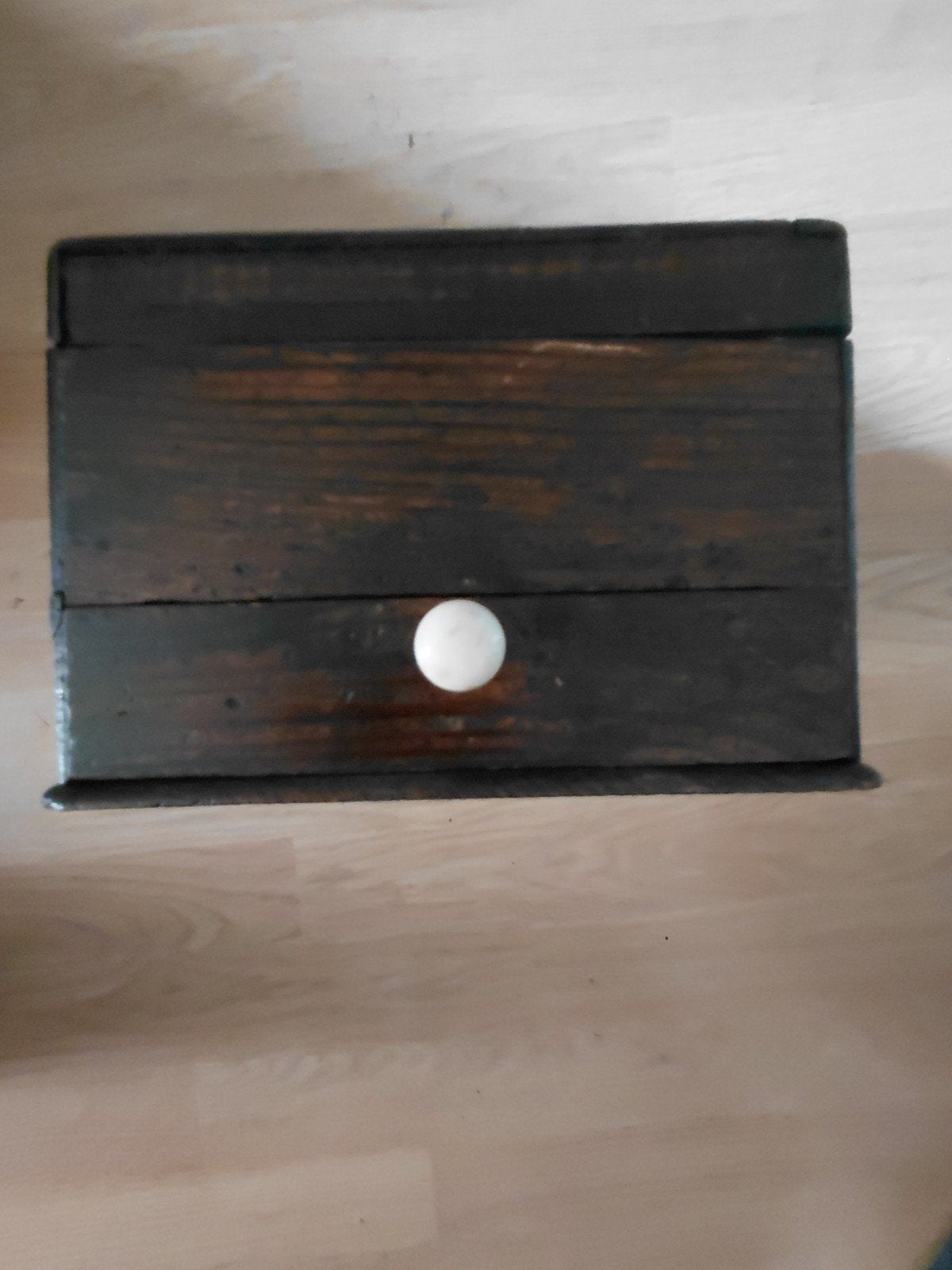 Oud houten kistje sieradenkistje met la en klep, Ophalen of Verzenden