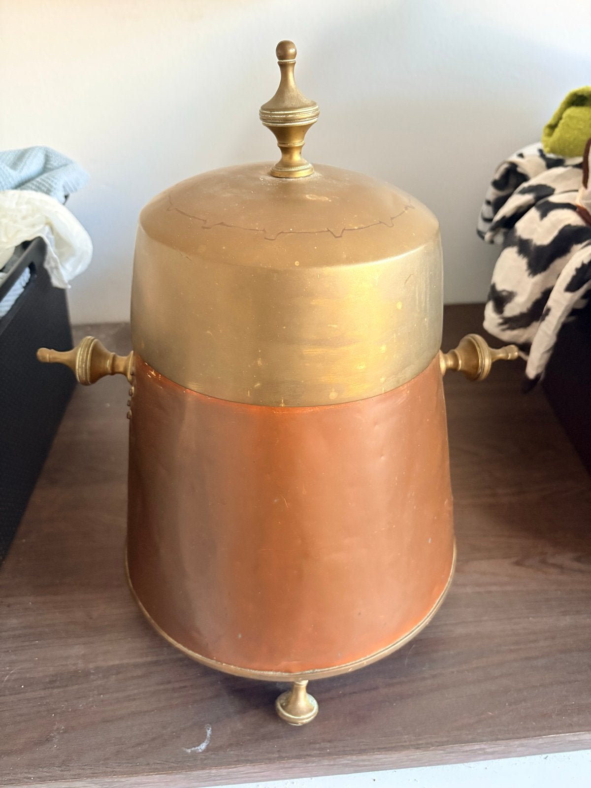 Antieke Koperen Kolenkit / Kolenbak - Helmmodel, Ophalen of Verzenden, Koper