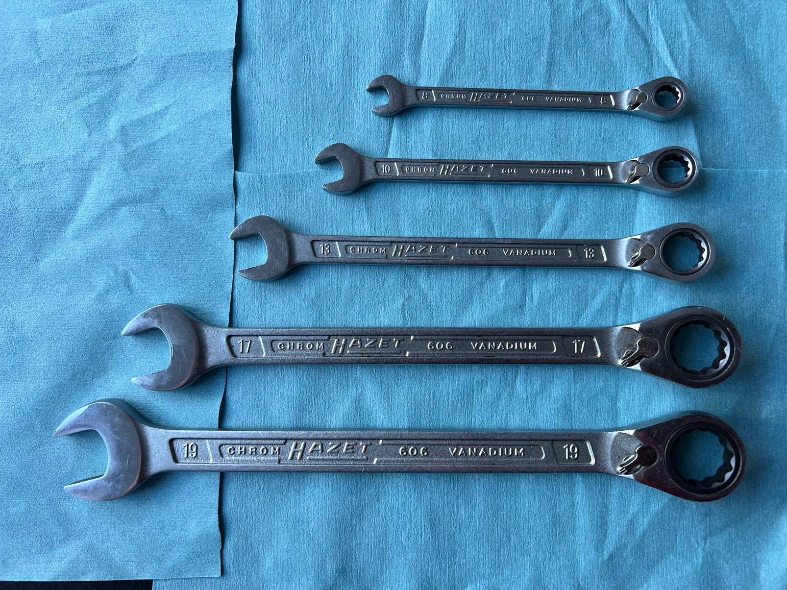 Hazet 606 steek ratelsleutel set (5 stuks), Doe-het-zelf en Verbouw, Gereedschap | Handgereedschap, Ophalen, Zo goed als nieuw