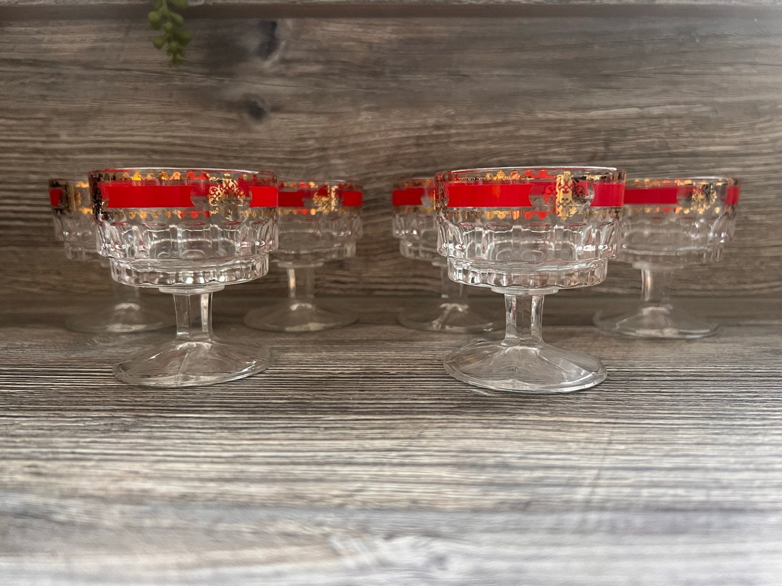 Set van 6 Vintage Likeur/Champagneglazen met Reliëf, Ophalen of Verzenden