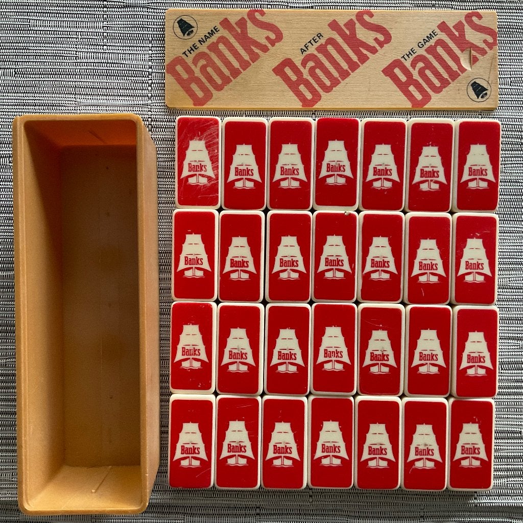 Vintage Reclame Dominospel van het Biermerk Banks, Ophalen, Gebruikt, Overige typen, Overige merken