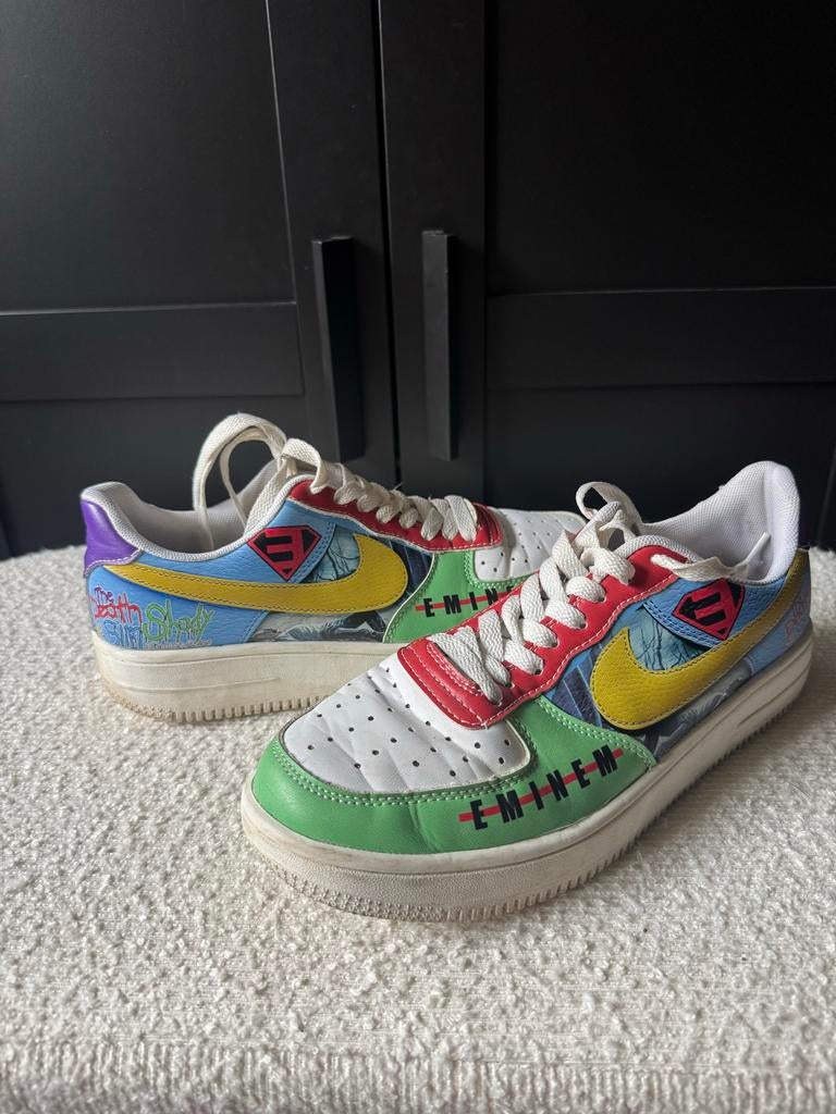 Eminem Slim Shady Nike Air Force 1 Look-a-like Maat 40, Ophalen of Verzenden, Zo goed als nieuw, Overige kleuren, Sneakers of Gympen