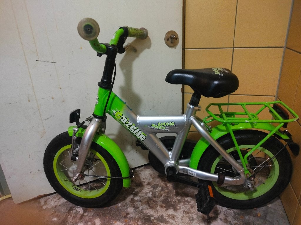 Gazelle Speedy Mouse Kinderfiets - 12 inch - Groen/Zilver -, Fietsen en Brommers, Ophalen, Gebruikt, Terugtraprem, Gazelle