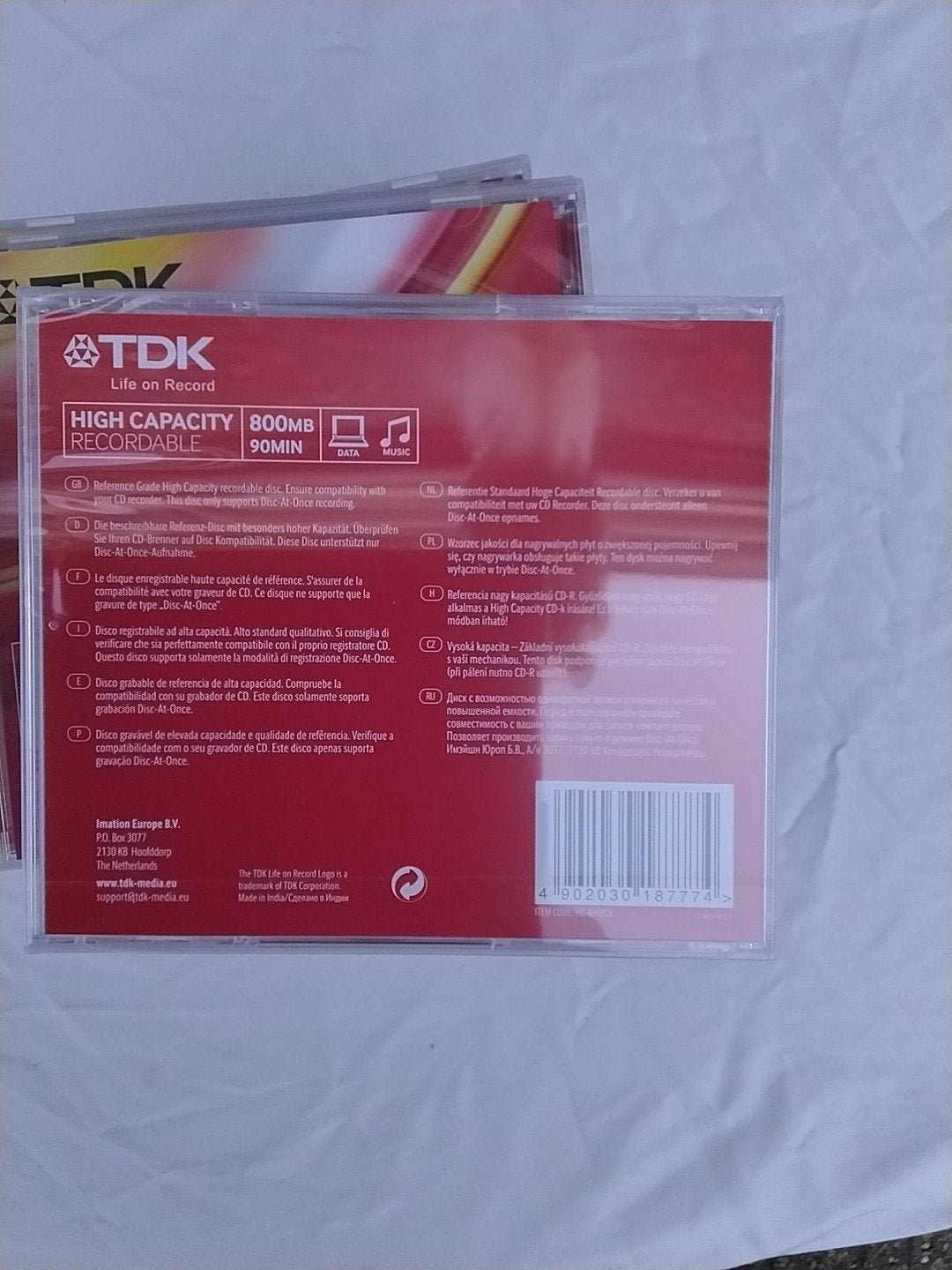 TDK High Capacity Recordable CD-R 800MB 90min (10 stuks), Op spindel, Cd, Ophalen of Verzenden, Nieuw