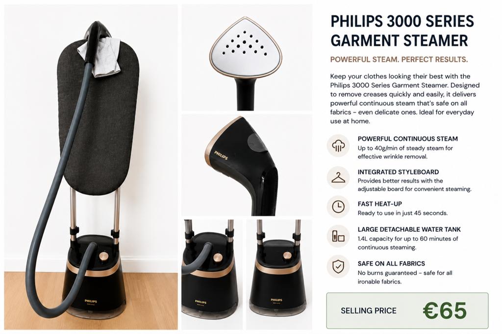 Philips 3000 Garment steamer, Witgoed en Apparatuur, Stoomapparaten, Ophalen of Verzenden, Zo goed als nieuw, Kledingstomer