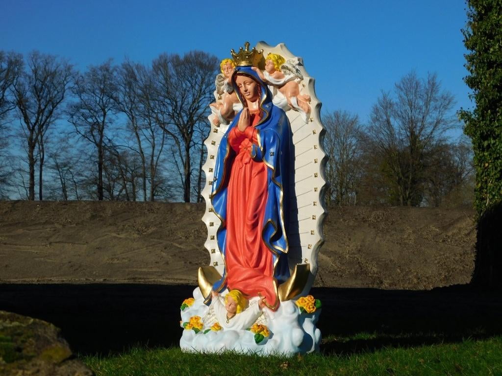 Prachtig fors Maria beeld met engelen , polystone, Verzamelen, Ophalen of Verzenden, Nieuw, Religie