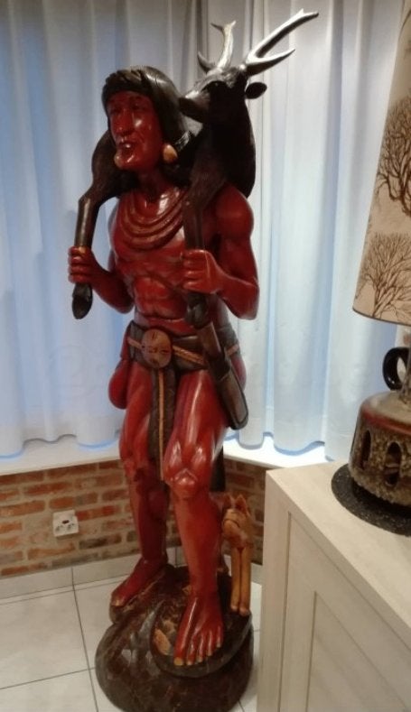 houten indiaan, Antiek en Kunst, Ophalen, Overige onderwerpen, Handgemaakt, Beeld