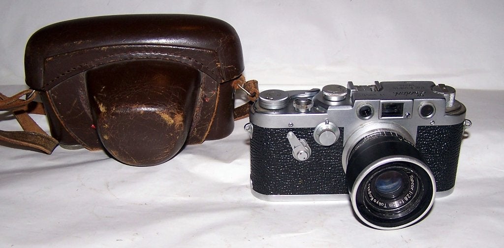 Vintage zeldzame Leica copy- Leotax FV met Topcor lens. Izgs, Ophalen of Verzenden, 1940 tot 1960, Fototoestel
