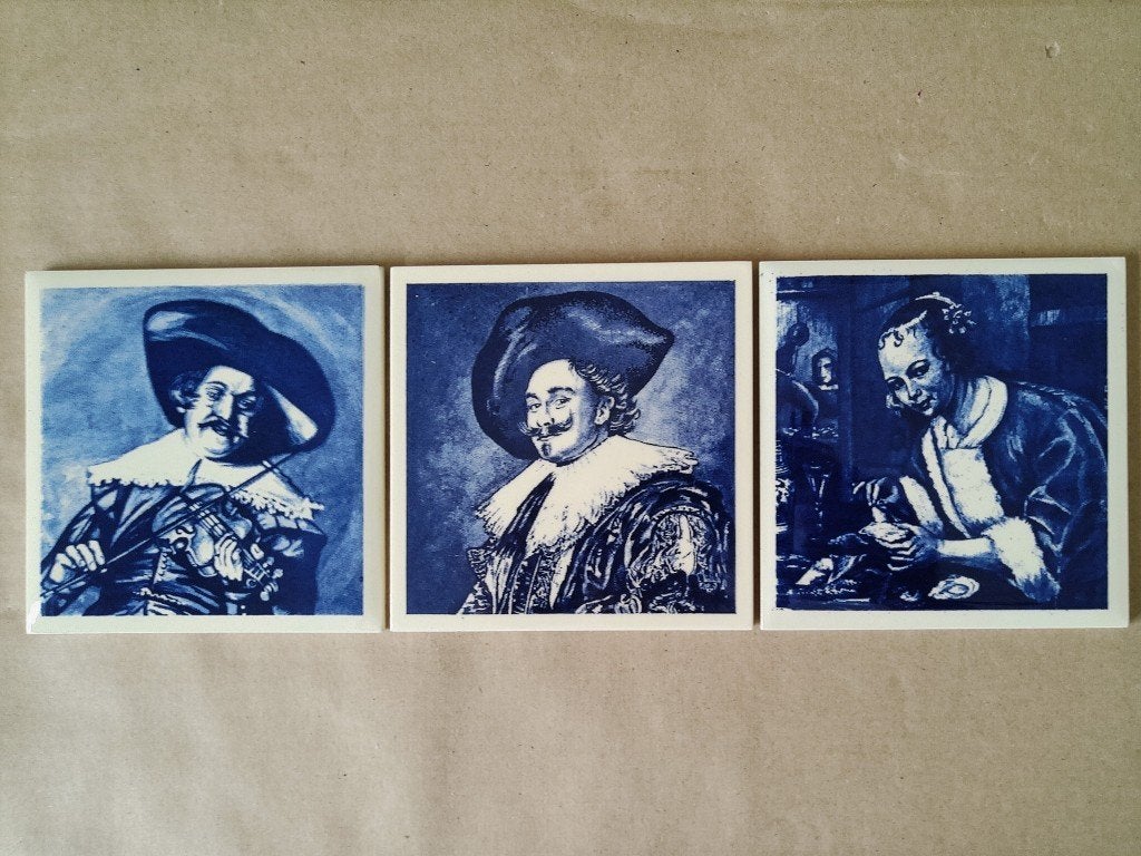Vintage tegel met 17e-eeuwse schilderij 19euro per stuk11x11, Ophalen of Verzenden