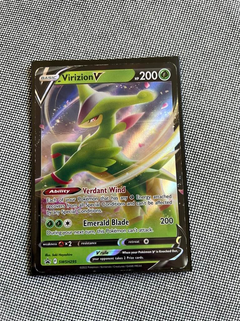 Pokémon Kaart: Virizion V SWSH295 (Basic, HP 200), Ophalen, Gebruikt, Losse kaart