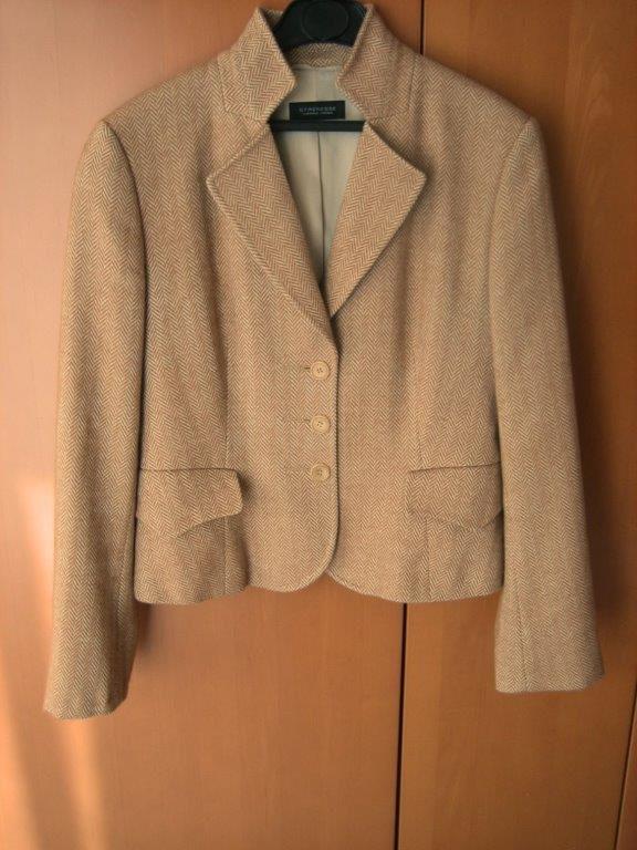 Exclusief beige-ecru visgraat jasje STRENESSE 40 snazzeys, Maat 38/40 (M), Strenesse, Verzenden, Beige
