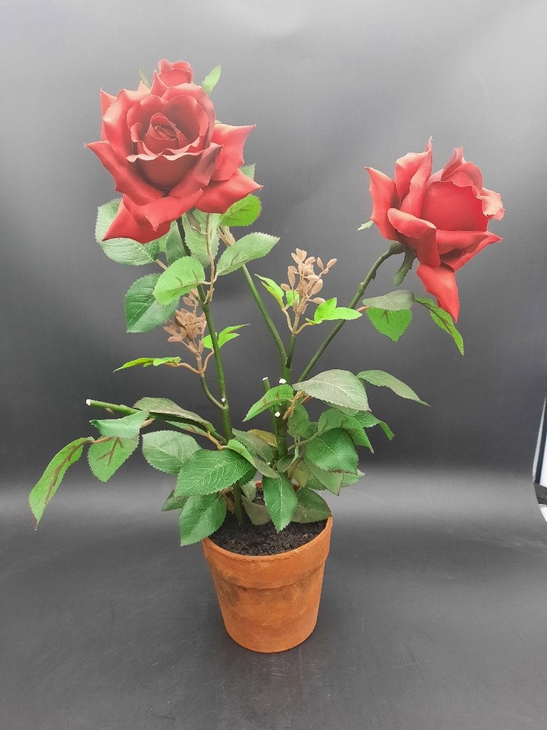 pot met rode rozen, net echt, 55 cm, Nieuw, Ophalen of Verzenden, Rood