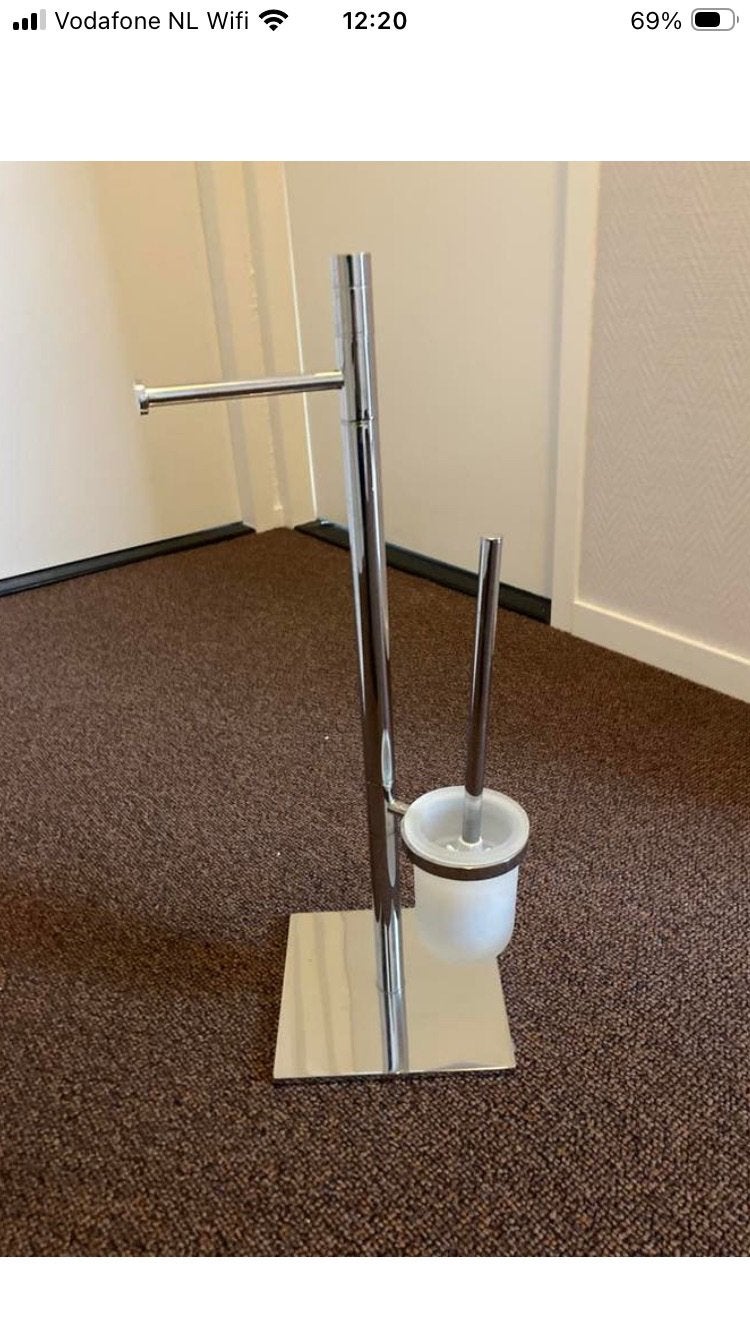 Staande WC rol en WC borstelhouder, Ophalen of Verzenden, Zo goed als nieuw, Zwart
