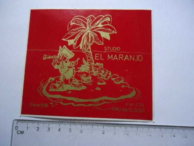 sticker oud Elsloo EL MARANJO piraat piraten radio zender, Verzenden, Zo goed als nieuw, Bedrijf of Vereniging