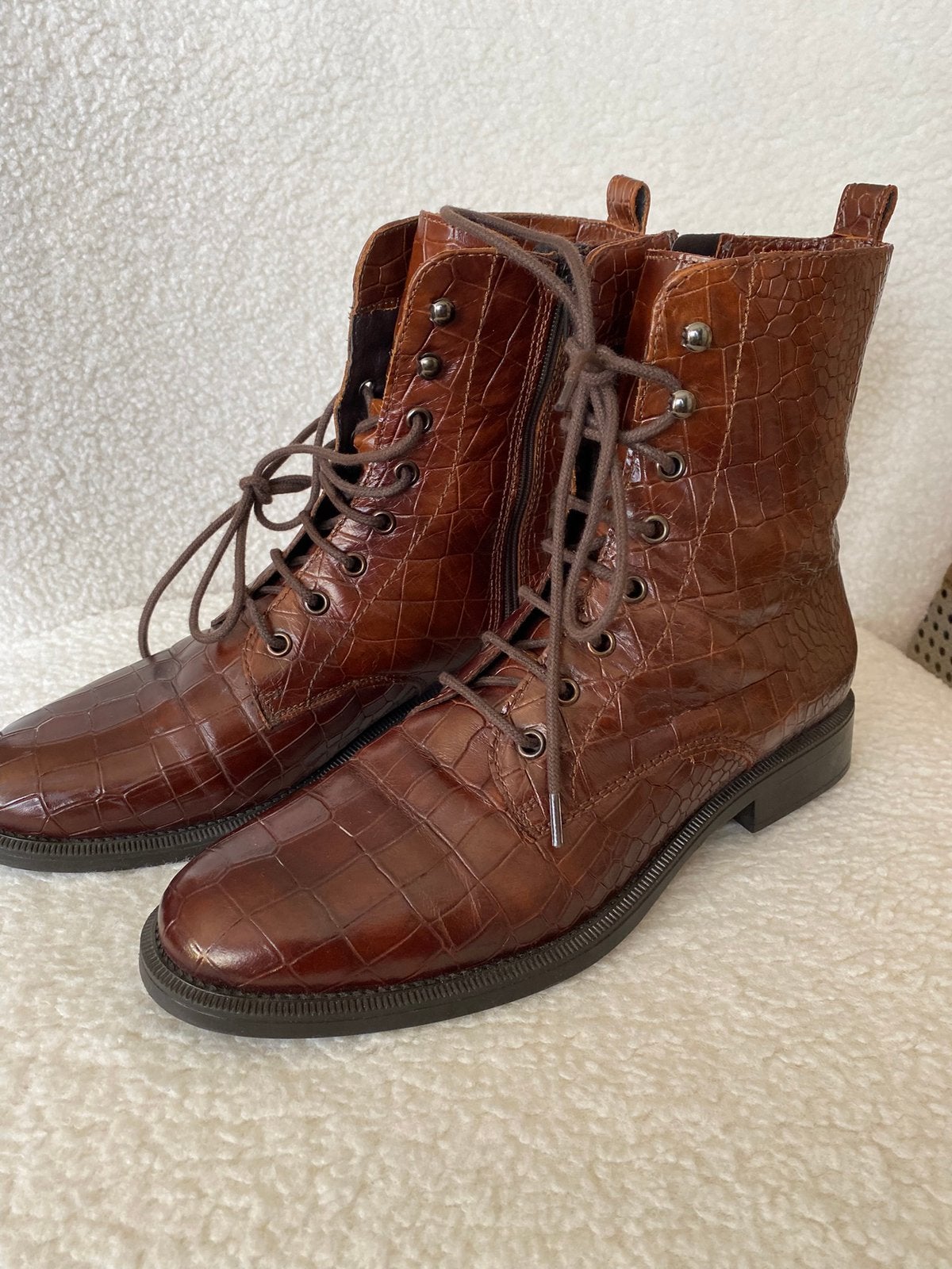 Nelson artisanes croc style leren boots 41, Ophalen of Verzenden, Zo goed als nieuw, Zwart