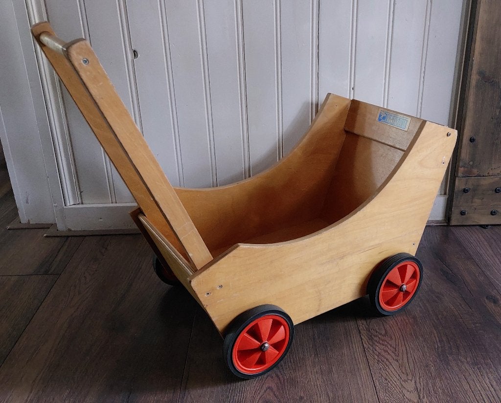 Poppenwagen/loopwagen, hout, Educo, Ophalen, Gebruikt, Duw- of Trekspeelgoed