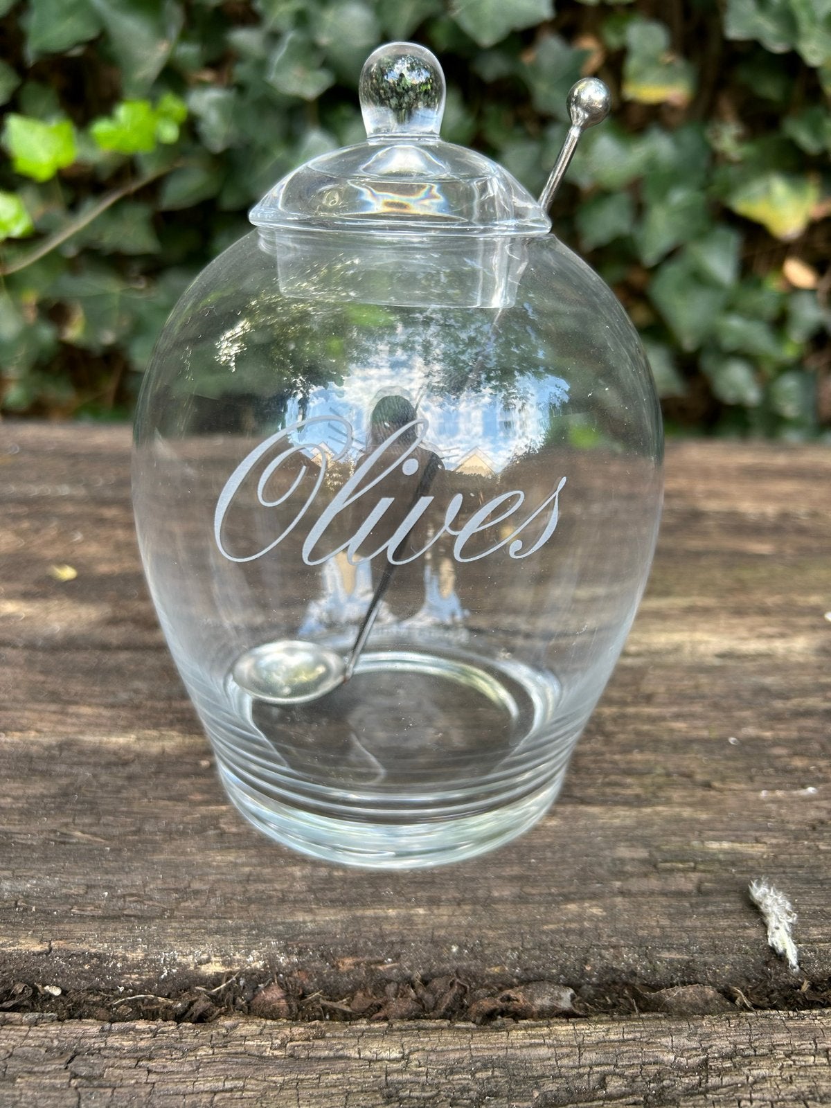 Riviera Maison Olijvenpot met Lepel - Zo goed als nieuw, Huis en Inrichting, Ophalen, Glas, Zo goed als nieuw, Voorraadpot