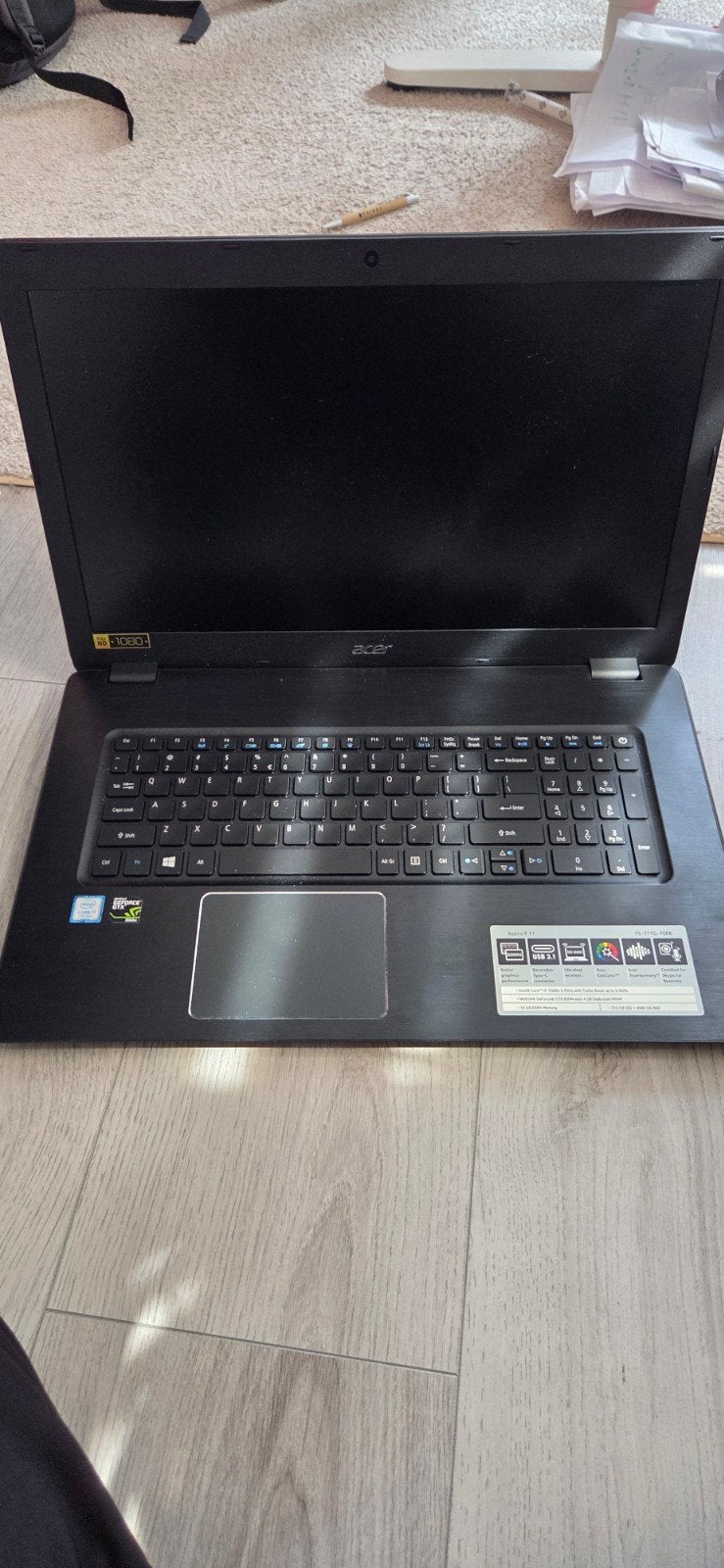 Acer Aspire F5-771G-70FK. 17,3" Full-HD uitvoering, Ophalen, 17 inch of meer, Qwerty, Onbekend