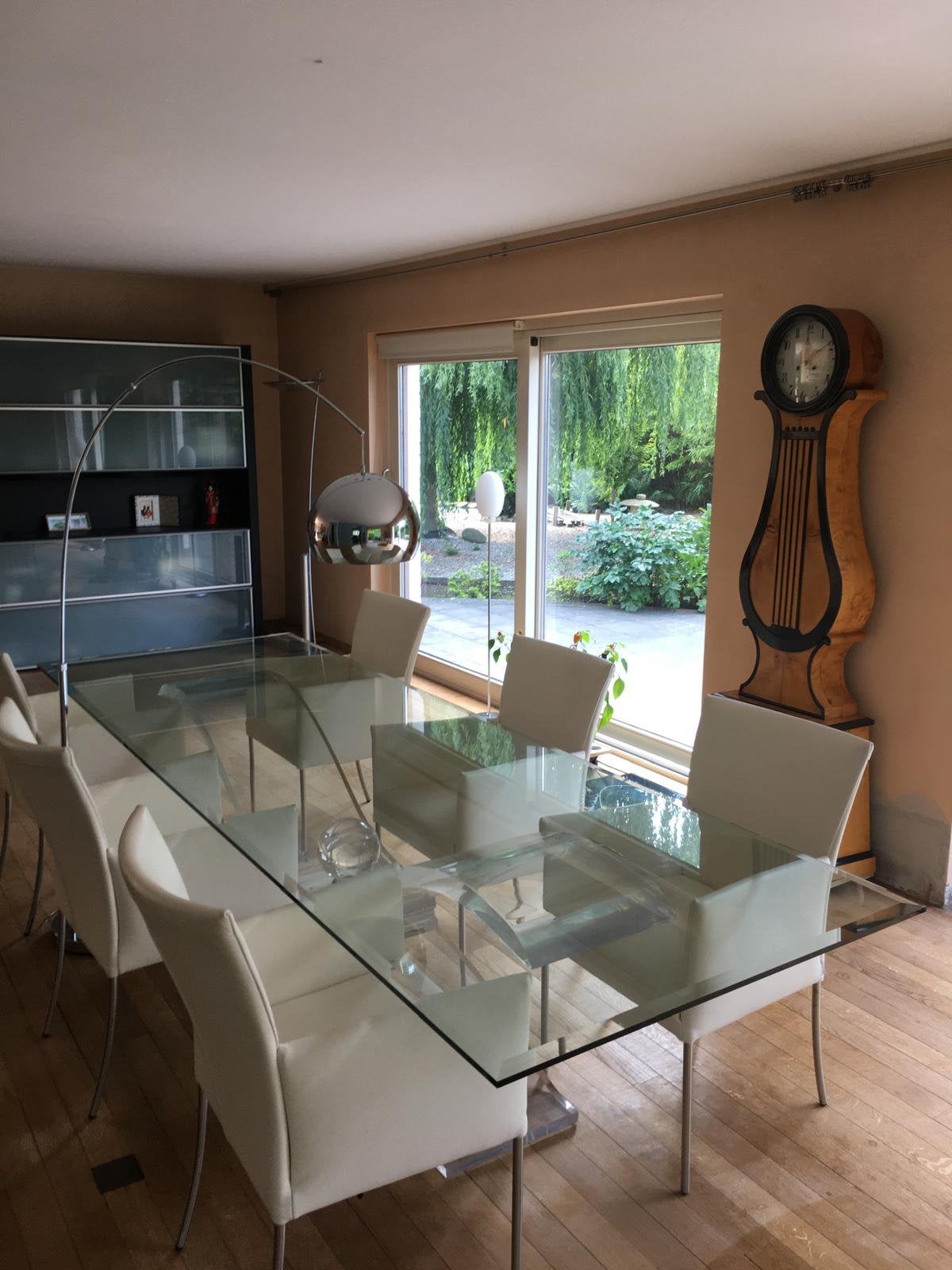 Prachtige eettafel Gabbiano, Italiaans ontwerp & design, Huis en Inrichting, Ophalen, Gebruikt, 200 cm of meer, Glas