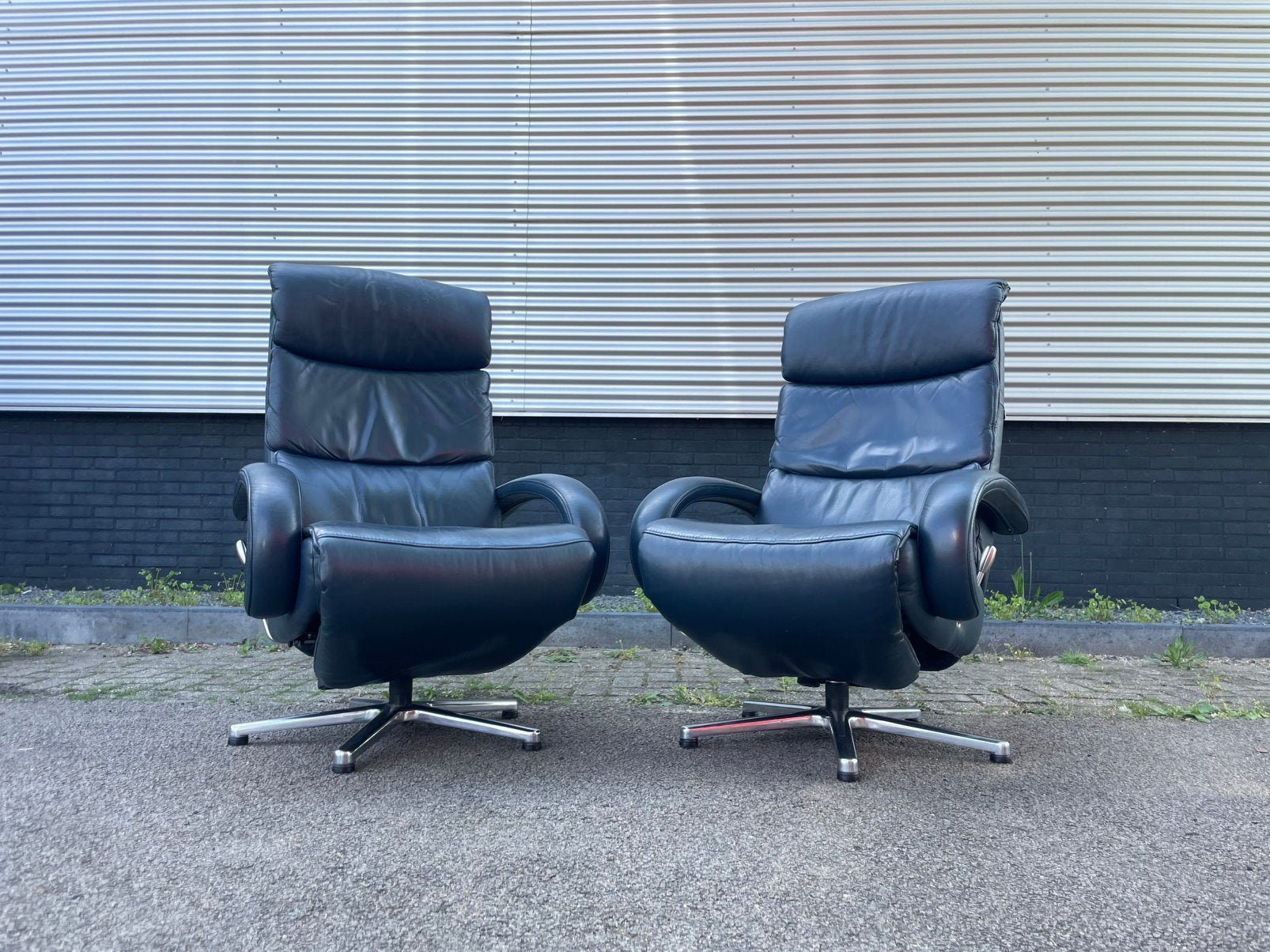 Twee nette leren Hukla relax fauteuils / relax stoelen, Gebruikt, Minder dan 75 cm, Ophalen of Verzenden, A