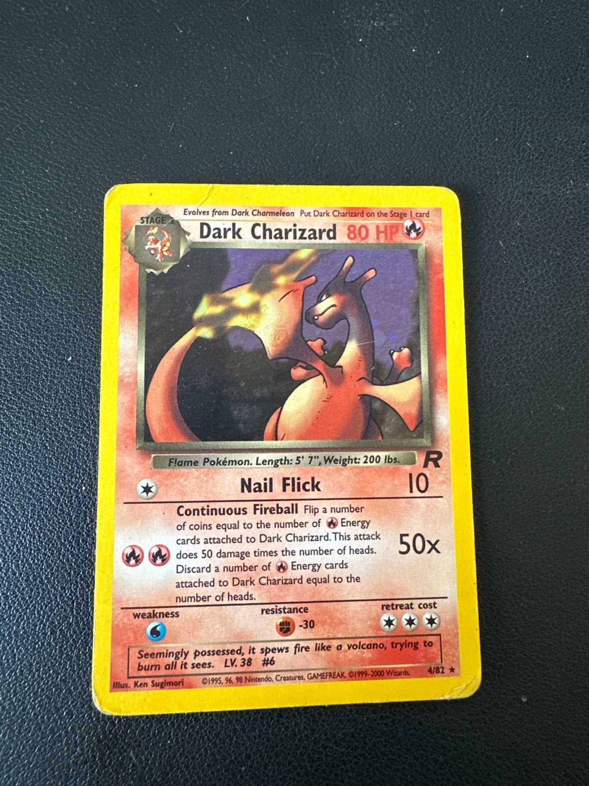 Dark Charizard Pokémon Kaart - Zeldzaam en Gebruikt, Ophalen of Verzenden, Gebruikt, Losse kaart