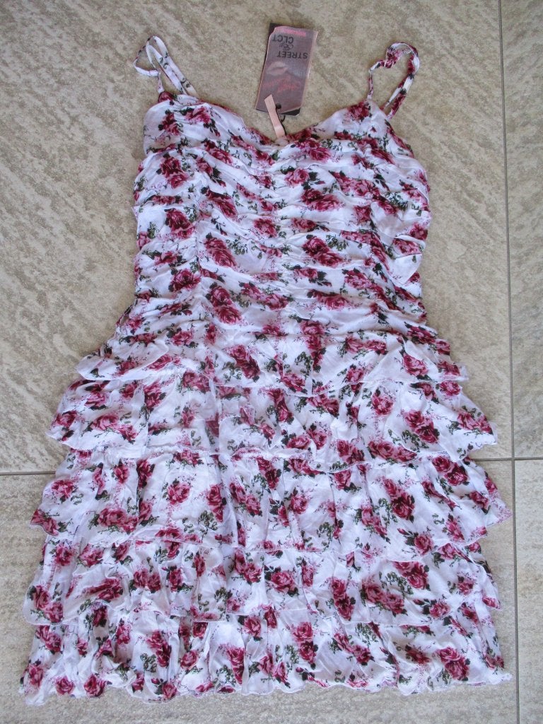 Coolcat jurkje wit / roze rozen maat M NIEUW jurk, Maat 38/40 (M), Wit, Nieuw, Ophalen of Verzenden