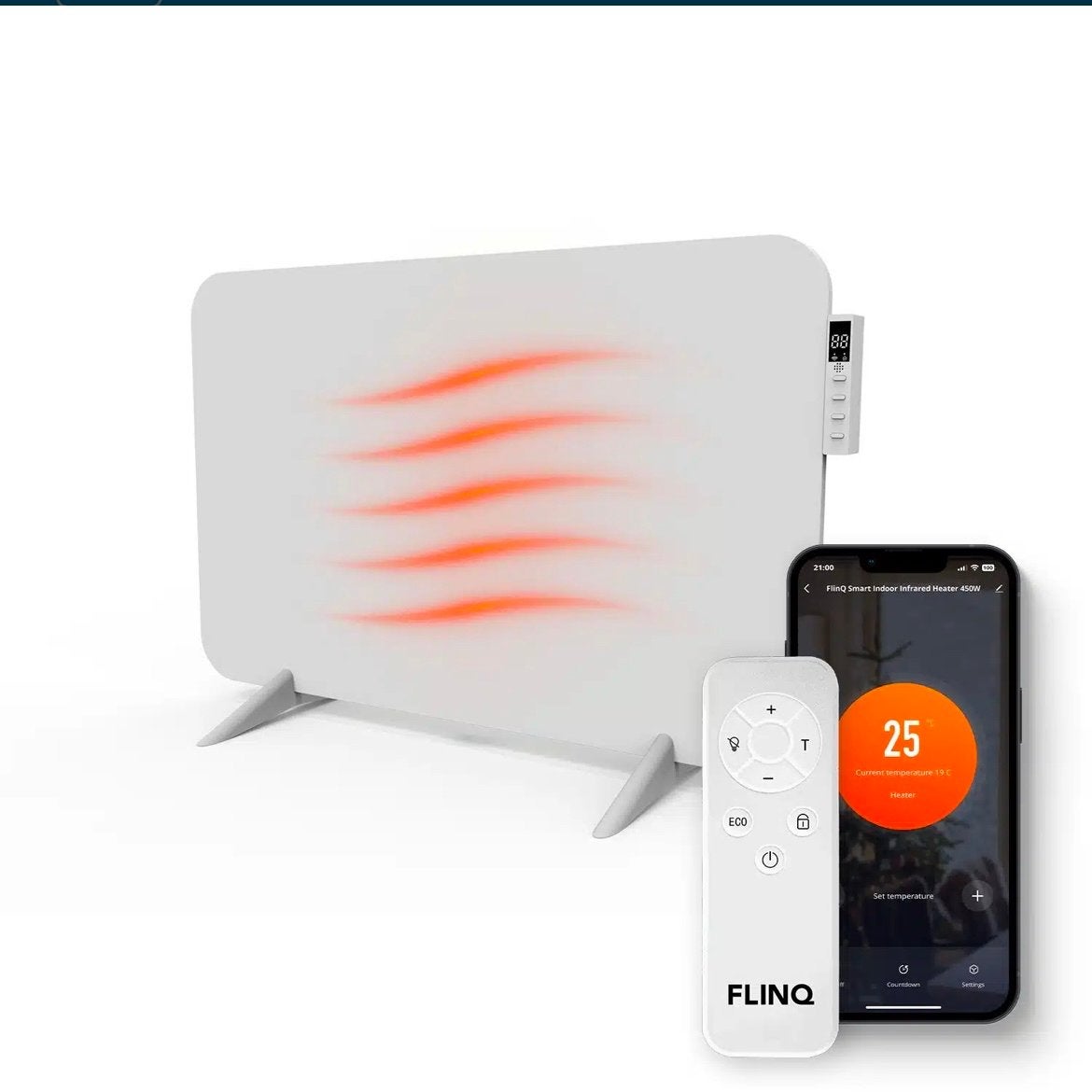 FLINQ Smart Indoor Infrarood Heater 450W - Nieuw in doos, 30 tot 80 cm, Ophalen of Verzenden, 60 tot 150 cm, 200 tot 500 watt