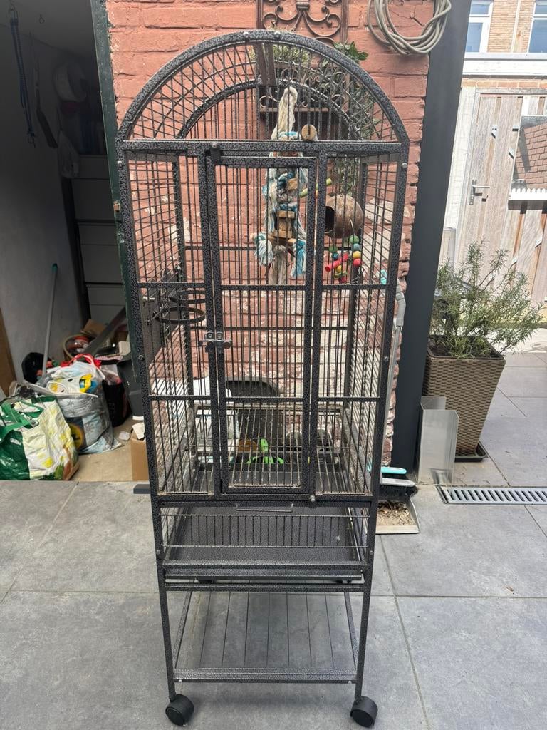 Grote papegaaienkooi / vogelkooi op wielen, Ophalen of Verzenden, Zo goed als nieuw, Metaal, Vogelkooi