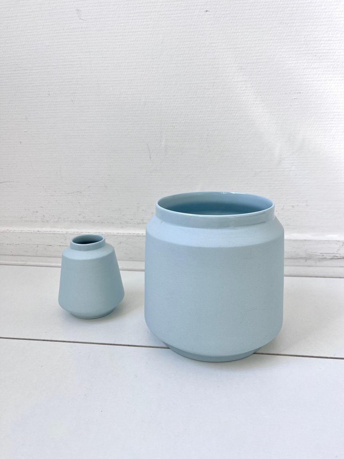 Set keramiek pot + vaasje, Ophalen, Zo goed als nieuw, Blauw