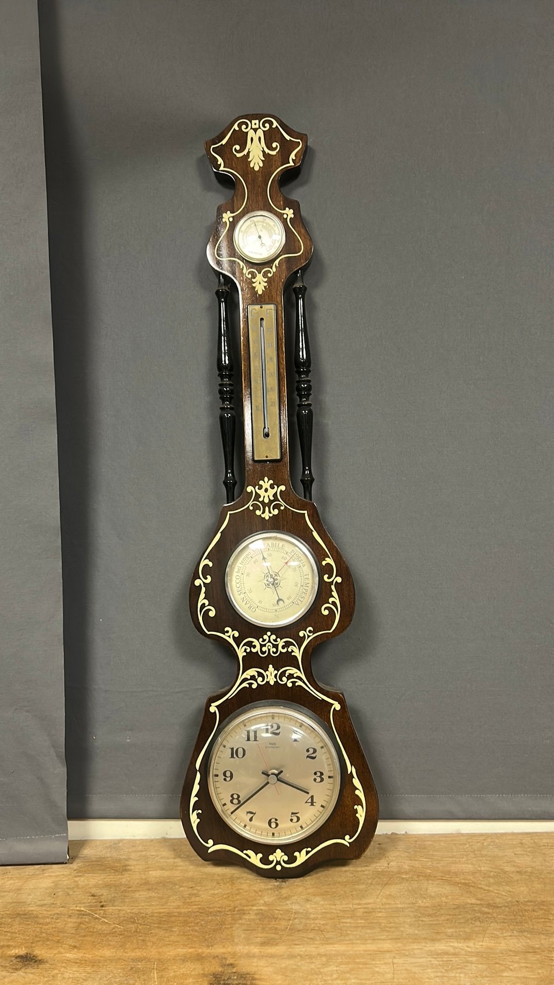 Groot weerstation. Met klok. Banjo stijl. 95 cm hoog., Ophalen of Verzenden, Gebruikt, Weerstation