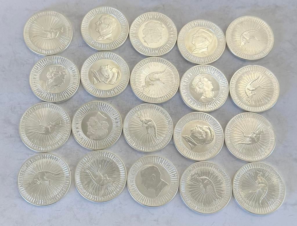 20x 1 oz zilver Kangaroo / Perth Mint / Australia 999 silver, Ophalen of Verzenden, Zilver