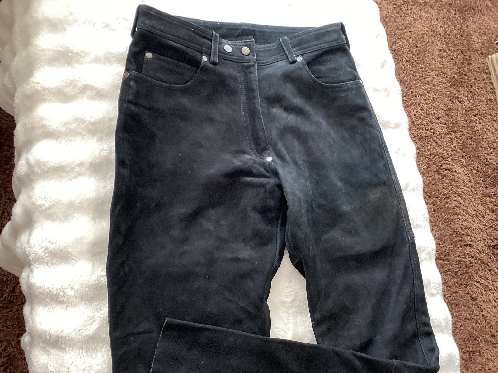 Dames motorrijbroek - Zwart suède - Maat 42, Kleding | Dames, Zwart, Maat 42/44 (L), Ophalen of Verzenden, Lang