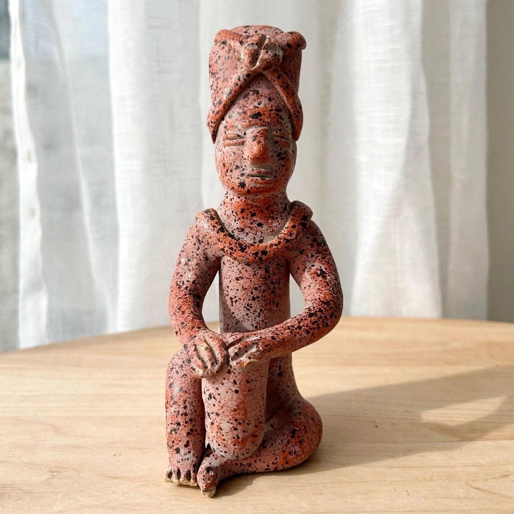 Vintage terracotta beeldje Maya stijl - folk art, Verzamelen, Ophalen of Verzenden, Gebruikt, Mens