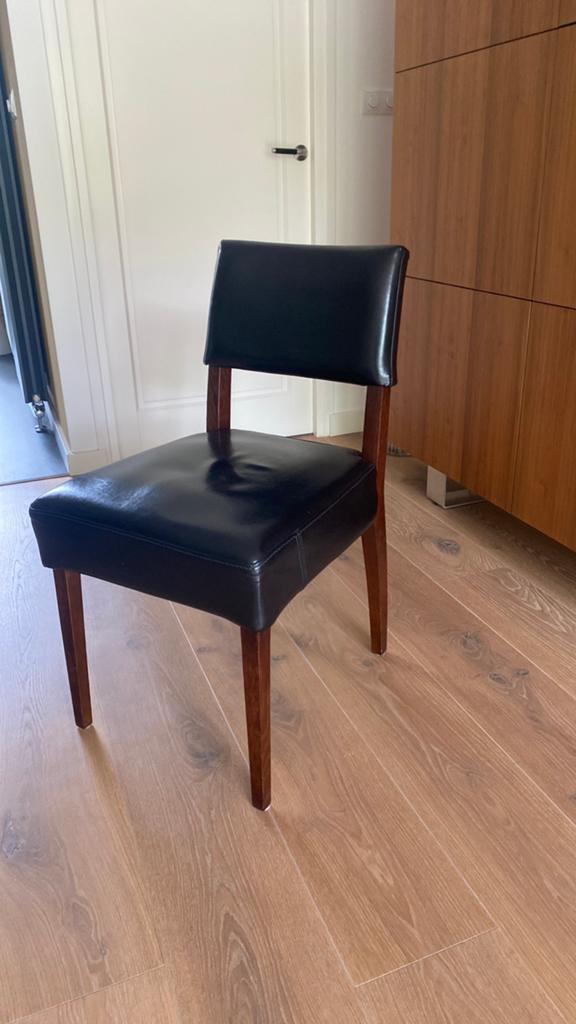 6 eetkamer stoelen zwart leer, Huis en Inrichting, Stoelen, Ophalen, Zwart, Leer, Zo goed als nieuw
