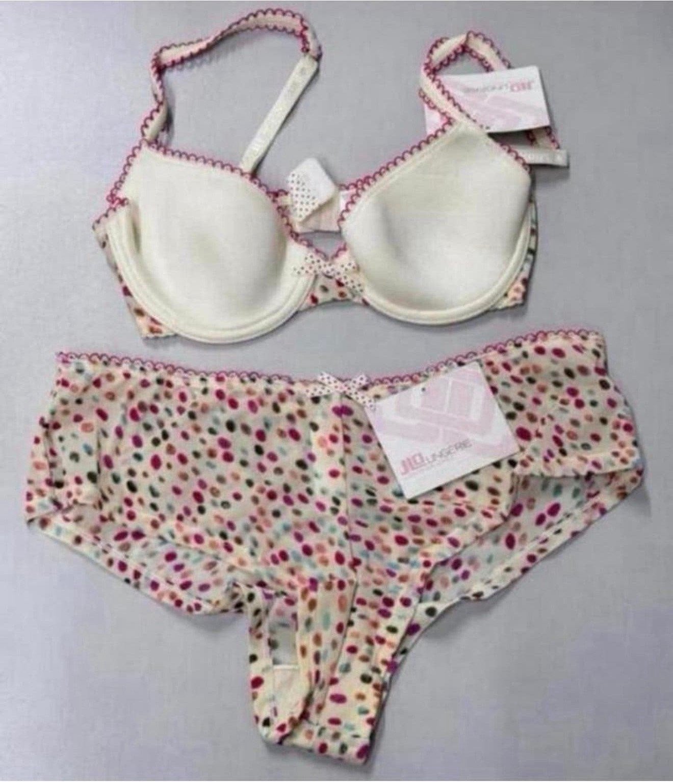 Jennifer Lopez JLO Lingerie creme roze beugelbh broekje 32B, P, P, P, Ophalen of Verzenden