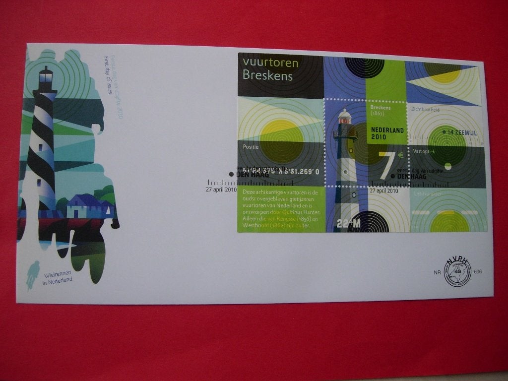 NL Nederland FDC 606 blok vuurtorens Breskens 2010, Verzenden, Onbeschreven, Nederland