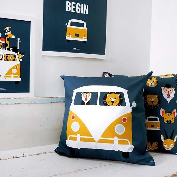 Kinderkussen Kussen Safari donkerblauw ANNIdesign, Blauw, Info@annidesign.nl, Vierkant, Nieuw