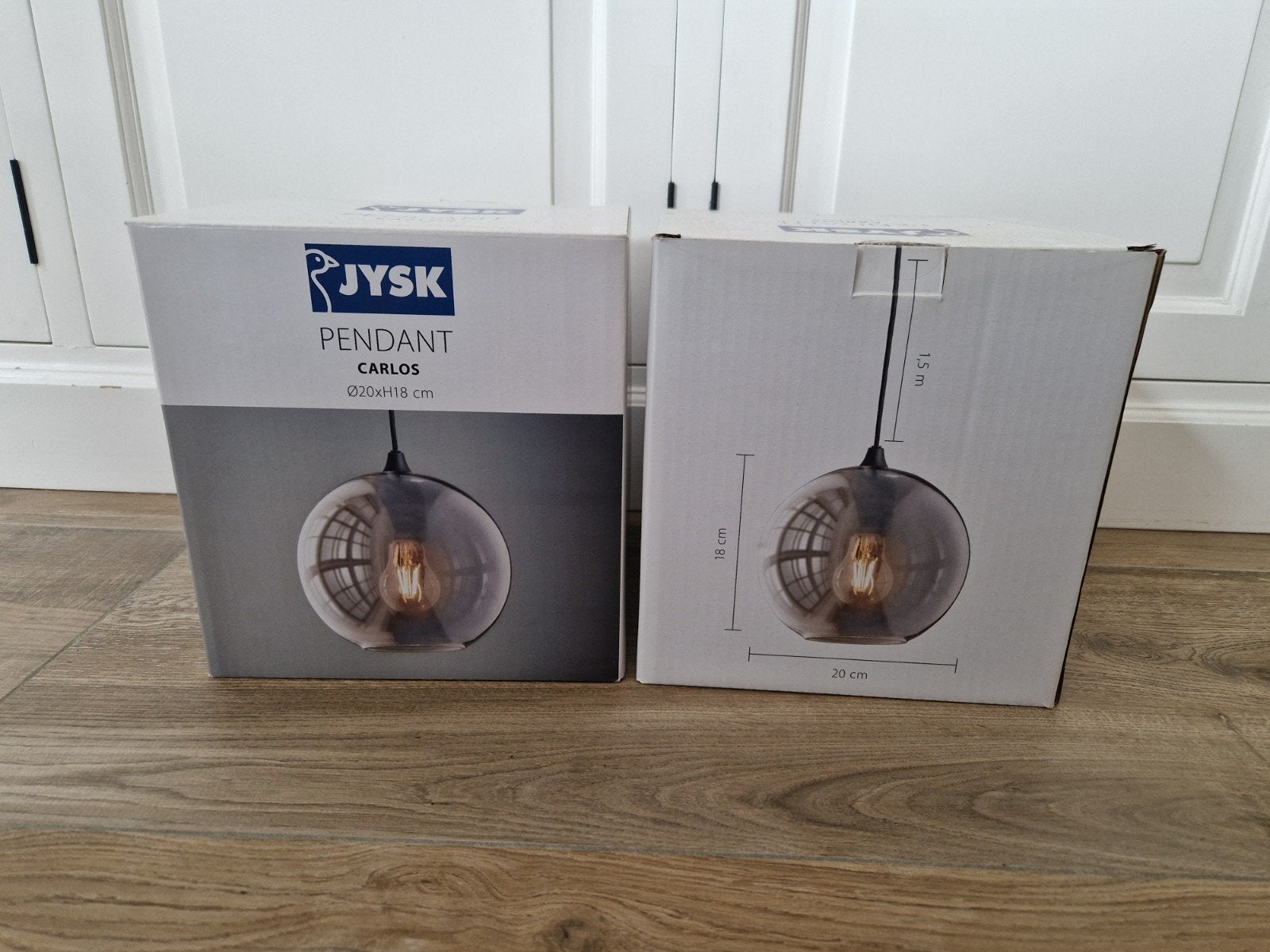 JYSK Carlos hanglampen 2 stuks €20,- ophalen, Ophalen, Modern, Industrieel, Nieuw, E27 (groot)